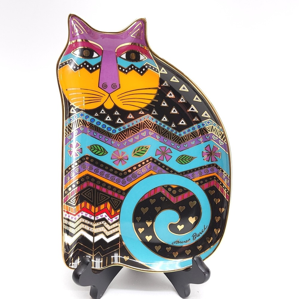 Laurel Burch Cat Trinket Tray Tapestry Tabbies Doulton Franklin Mint Bone China
